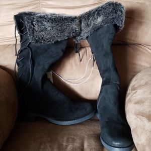 Black suede boots